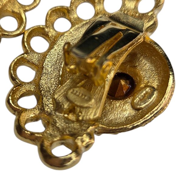 CRAFT 1980's Oversized Vintage Pastel Crystal Enamel Fan Earrings - Picture 6 of 7